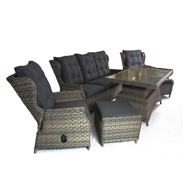 Rueda Woodash Reclining High Back Dining Sofa Set