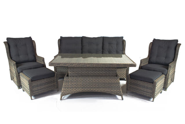 Rueda Woodash Reclining High Back Dining Sofa Set