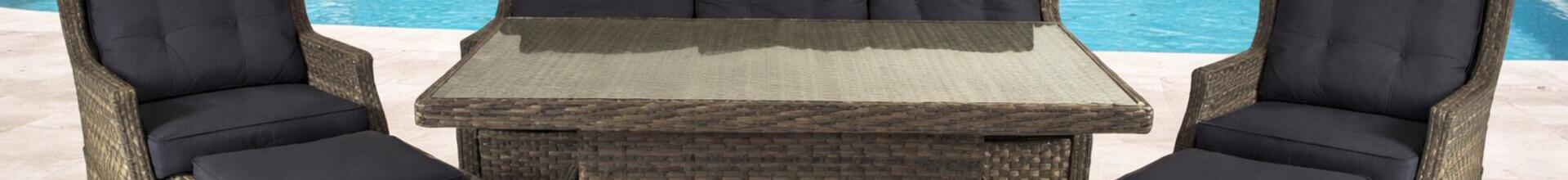 Rueda Woodash Reclining High Back Dining Sofa Set