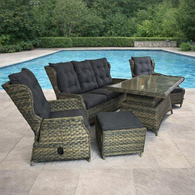 Rueda Woodash Reclining High Back Dining Sofa Set