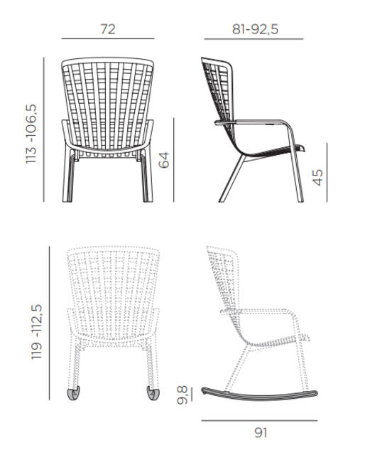 Folio Reclining Rocking Chair Tortora