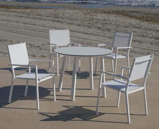 California 100cm dia. White HPL Dining Table