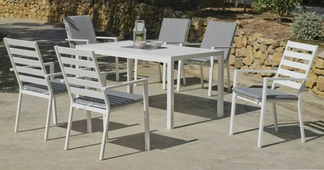 Palma White Aluminium 150 x 90cm Dining Table