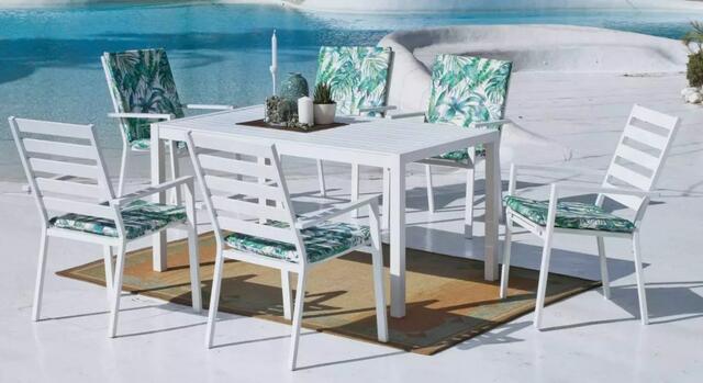 Palma White Aluminium 150 x 90cm Dining Table