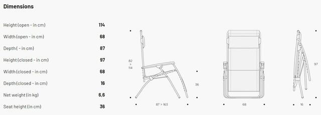 Lafuma Relaxation (Zero Gravity) Chair Ocean Blue