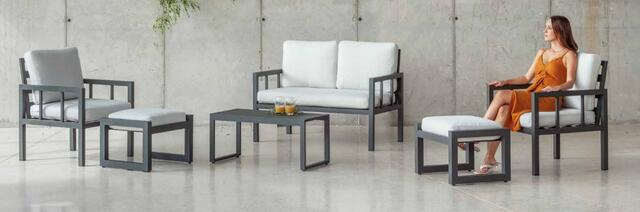 Hevea Solano 2 Seater Aluminium Sofa Set - White or Antracite Frame
