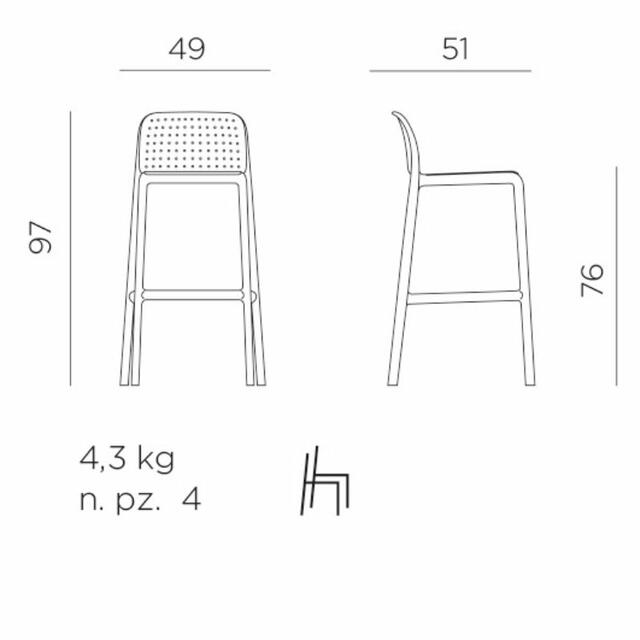 Lido Bar Stool Tortora