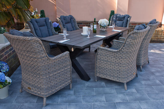 Rueda Woodash 8 Seater Aluminium Dining Set