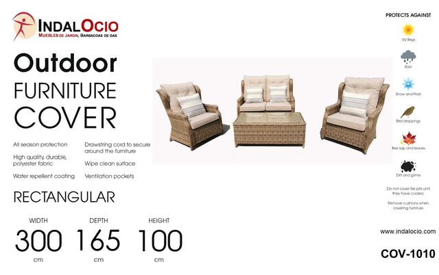 Rectangular 300 x 165 x 100cm 2 Seater Sofa Set Cover