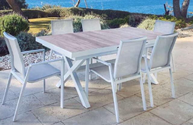Athens White Aluminium 200/260 x 100 x 75cm Extendable Dining Table (6-10)