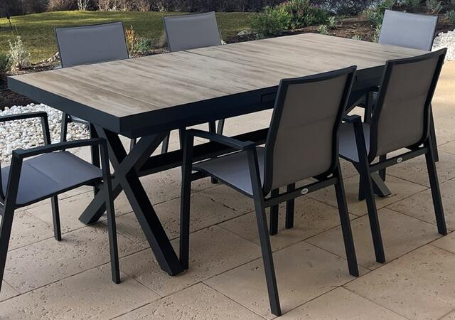 Athens Antracite Aluminium 160/200 x 100 x 75cm Extendable Dining Table (6-8)