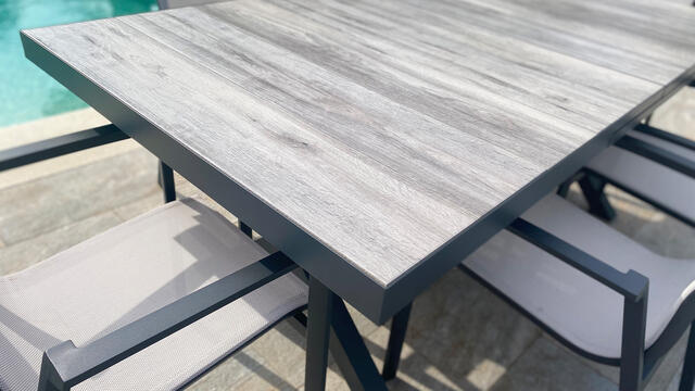 Athens Antracite Aluminium 160/200 x 100 x 75cm Extendable Dining Table (6-8)