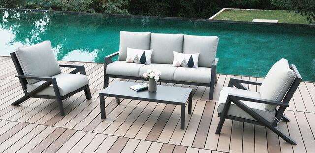 Kefalonia Antracite Aluminium Sofa Set 