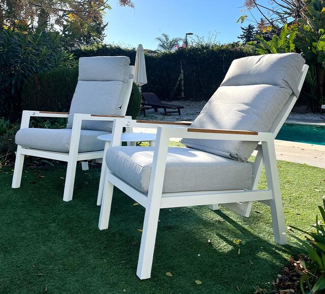 Corfu Aluminium Reclining Armchair White