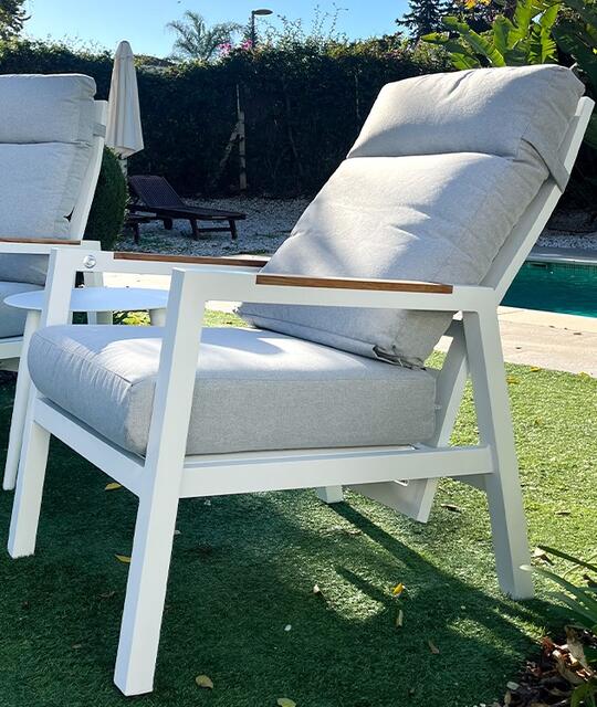 Corfu Aluminium Reclining Armchair White