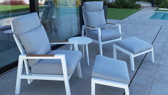 Corfu Aluminium Reclining Armchair White