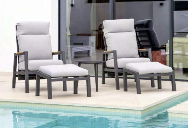 Corfu Aluminium Reclining Armchair Set Antracite