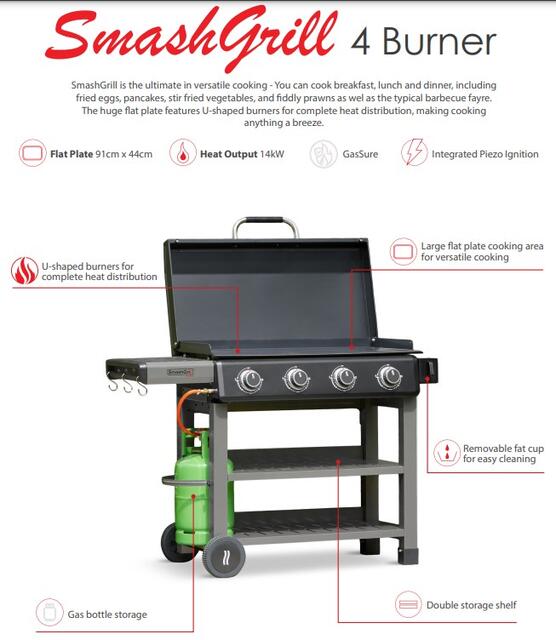 Grillstream SmashGrill 4 Burner Gas Plancha