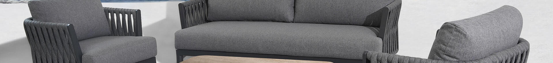 Sucre 3 Seater Aluminium/Rope Sofa Set