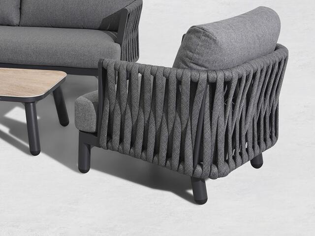 Sucre 3 Seater Aluminium/Rope Sofa Set