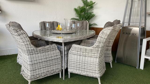 Ribera Pearl 160x160cm Triangular Dining Set