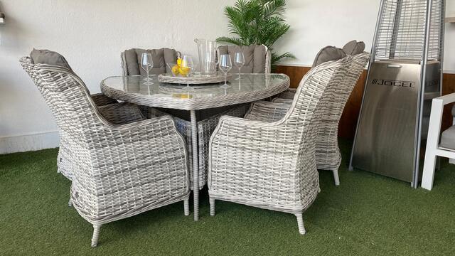 Ribera Pearl 160x160cm Triangular Dining Set