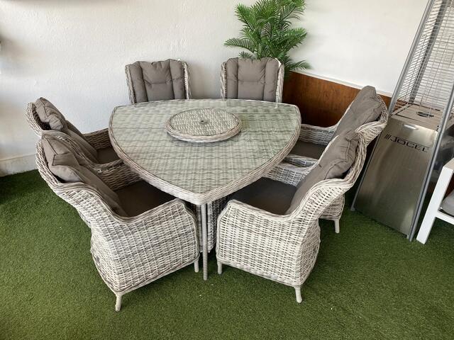 Ribera Pearl 160x160cm Triangular Dining Set