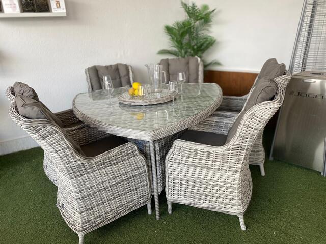 Ribera Pearl 160x160cm Triangular Dining Set