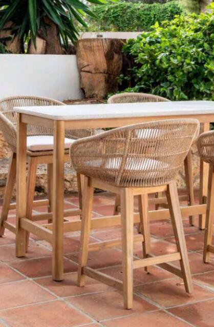 Polinesia Bar table set with 4 stools