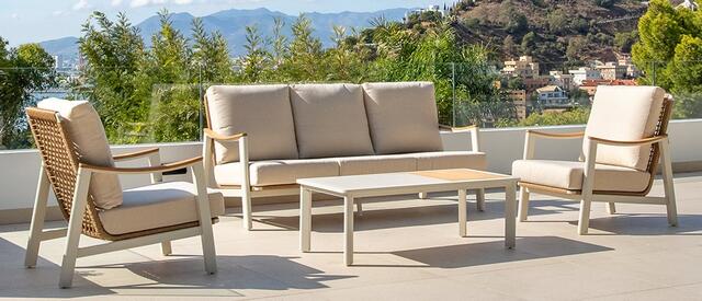 Zimbawe Aluminium Cream Sofa Set