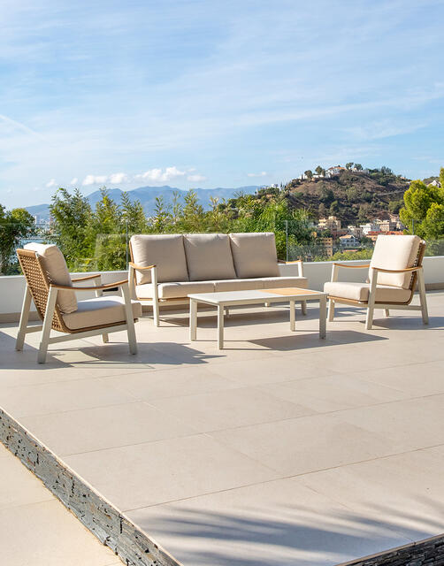 Zimbawe Aluminium Cream Sofa Set