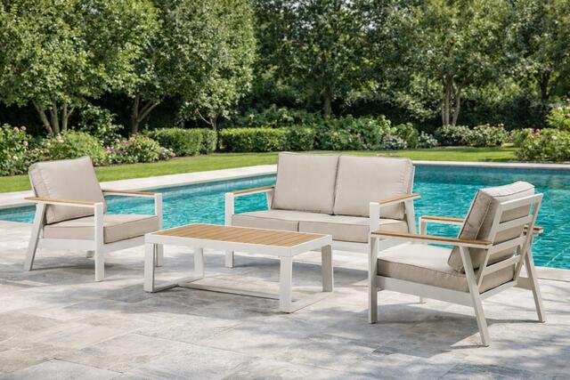 Turquia White 2 Seater Aluminium Sofa Set Turquia White 2 Seater Aluminium Sofa Set