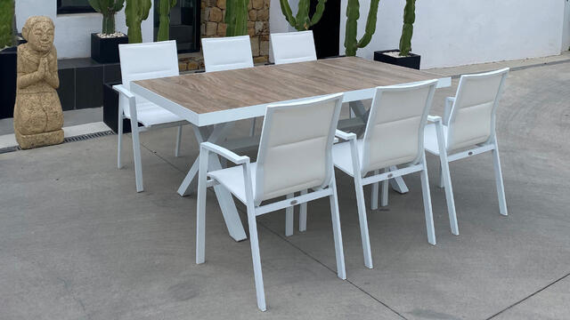 Madrid White Aluminium 180 x 100 x 75cm Dining Table 