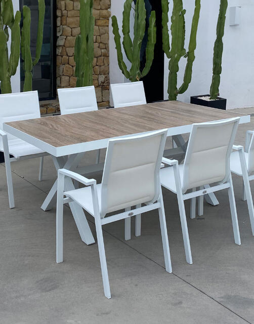 Madrid White Aluminium 180 x 100 x 75cm Dining Table 