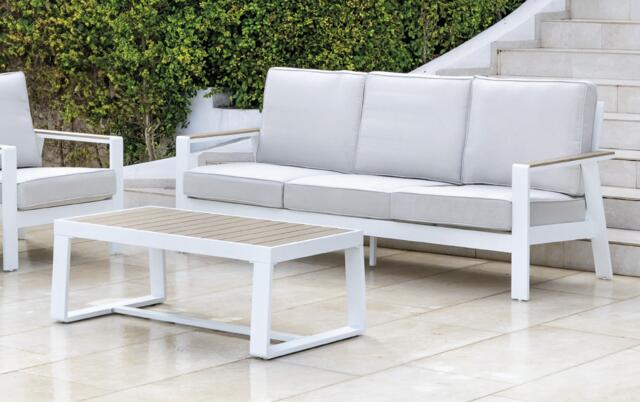 Turquia White 3 Seater Aluminium Sofa Set