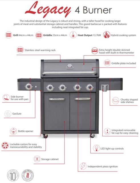 4 Burner Legacy HYBRID BBQ 