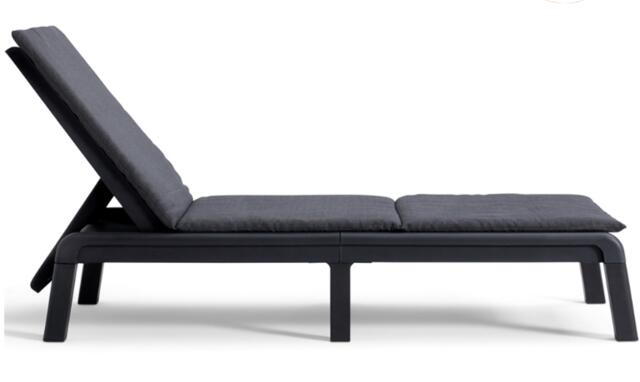 Mallorca Sunlounger Graphite Frame with grey cushion