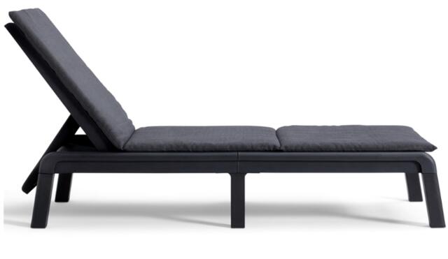 Mallorca Sunlounger Graphite Frame with grey cushion