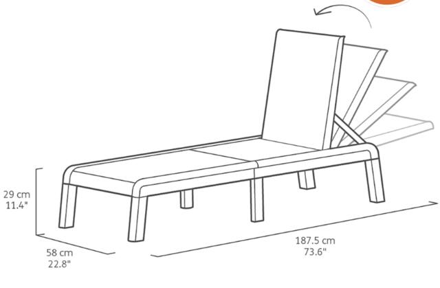 Mallorca Sunlounger Graphite Frame with grey cushion