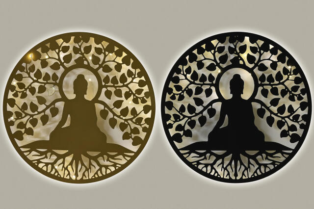 LED Buddha Wall Art - Black