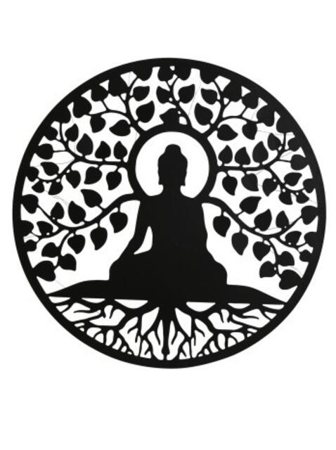 LED Buddha Wall Art - Black