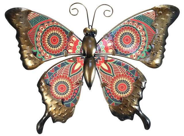 Decorative Gold/Red Butterfly Wall Art 