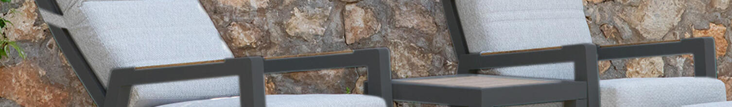 Afar Aluminium Recliner Set, Antracite Frame, Grey Cushions