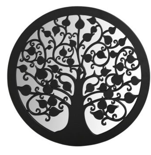 Black Tree of Life Wall Art / Mirror 40cm dia. 
