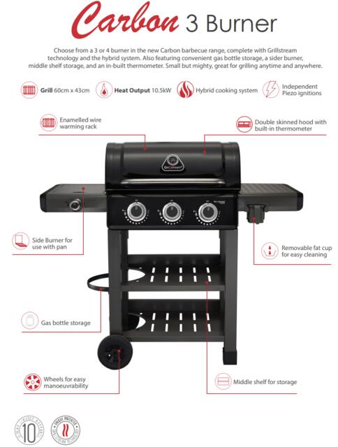 Grillstream Carbon 3 Burner BBQ