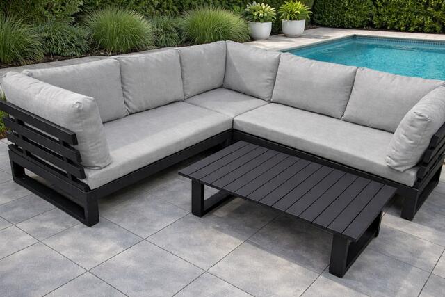 Menorca Antracite Aluminium Corner Sofa set