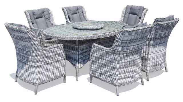 Ribera Pearl 210x150cm Elliptical Dining Set