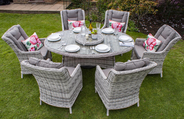 Ribera Pearl 210x150cm Elliptical Dining Set
