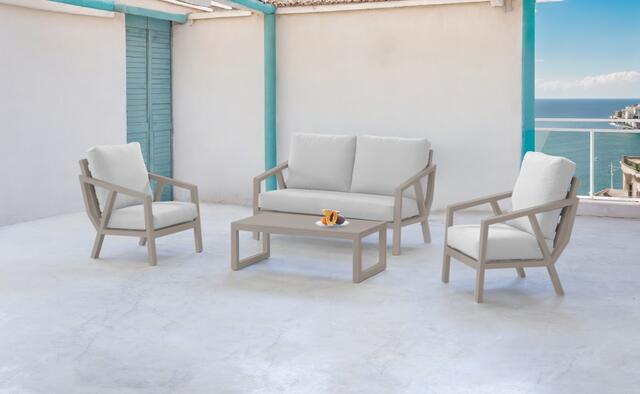 Sarah Aluminium Sofa set Nude