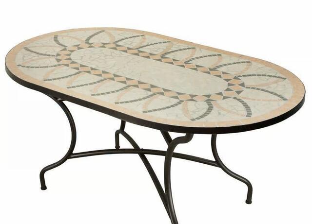 Bora Mosaic 150 x 90cm Oval Dining Table